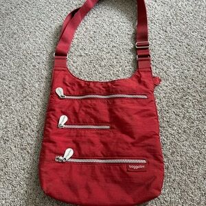 Baggallini Red Nylon Crossbody with Yellow Interior